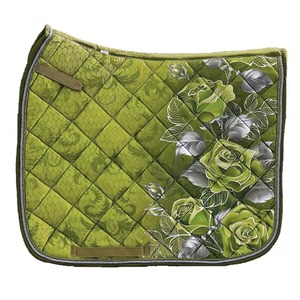 Almohadilla de Silla de Montar Acolchada Verde con Patrón de Rosas, Material de Poliéster, para Doma Clásica y Salto Ecuestre, Servicio OEM Disponible - Product Image 1