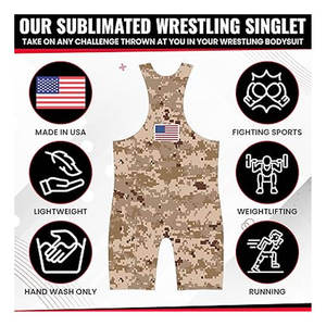 Customized Sublimated Breathable Polyester/Cotton 160g <b>Wrestling</b> <b>Singlet</b> for Unisex Regular Fit Adult Size Front Design - Product Image 4
