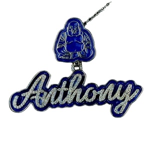 Personalizar Hiphop Moissanite colgante letra azul esmalte 925 plata esterlina VVS completo helado personalizado Moissanite colgante - Product Image 1