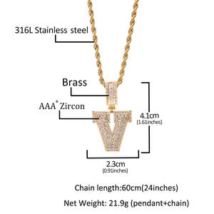 Custom <b>Initial</b> Letter Moissanite Full Pave Alphabet <b>Pendant</b> Premium Baguette Cut Channel Setting Hiphop Style Fashion Jewelry - Product Image 3