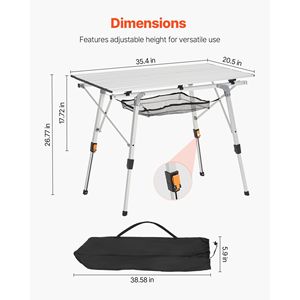 Tavolo da esterno pieghevole portatile in alluminio per campeggio e picnic con Design a strati in Mesh Roll-up - Product Image 4