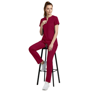 Tenue Médicale Unisexe : Blouse à Manches Courtes Col V et Pantalon Cargo pour Soins Infirmiers, Hôpital, Santé, Médecin, Infirmière – Tissu Tissé Ajusté - Product Image 3