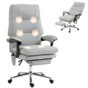 Sedia da Ufficio Ergonomica in Ecopelle Grigio Chiaro con Massaggio e Vibrazione a 6 Punti, Adatta per Animali Domestici - Product Image 1