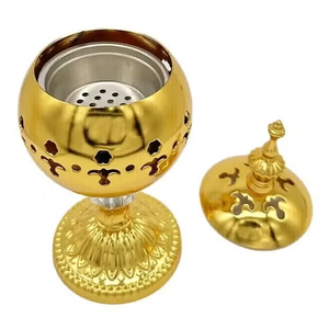 Quemador de incienso de latón puro de alta calidad con acabado pulido, quemador de Loban tradicional de latón vintage para decoración del hogar. - Product Image 5
