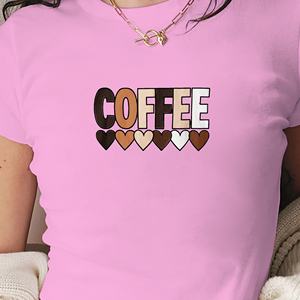 Camiseta Corta Ajustada de Punto con Estampado Y2K de Café en Letras Mayúsculas para Mujer - Product Image 2