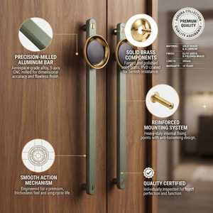 Luxury Emerald Green <b>Gold</b> Square Metal Long Cabinet Pull <b>Handle</b> Midcentury Modern Durable Antirust Designer Wardrobe Furniture - Product Image 3