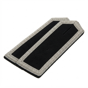 Épaulettes d'officier noires fabriquées en usine avec bordure brodée argentée, épaulettes d'uniforme personnalisées sur mesure - Product Image 4