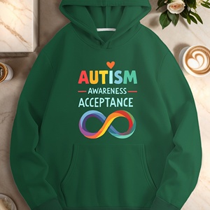 Sudadera con Capucha Casual de Punto Estampada para Mujer, con Diseño de Conciencia del Autismo y Aceptación de la Autonomía Autista - Product Image 3