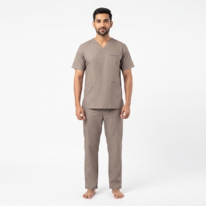Haut de blouse médicale pour homme à col en V, uniforme d'hôpital avec plusieurs poches, col superposé, tenue de travail - Product Image 1