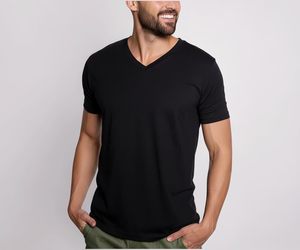 Soft Smooth Fabric Comfortable Fit Casual Daily Wear Elegant Plain Short Sleeve V Neck Cotton T <b>Shirt</b> - Product Image 2
