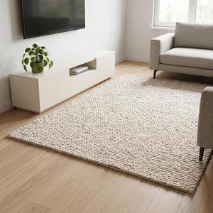 Tapis en boucle tissé à la main, aspect galet épais, antidérapant, texturé, aspect laine, pour salon, chambre, entrée - Product Image 4