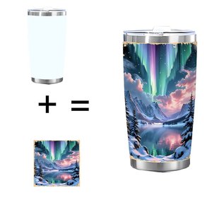Gobelet isotherme en acier inoxydable à double paroi de 20 oz, design Aurora personnalisé, vaisselle personnalisée - Product Image 1