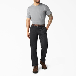 Pantalones Casuales de Pierna Recta para Hombre, Negros, Antiarrugas, de Poliéster de Peso Medio, Estilo Otoñal, Cierre de Botón con Bolsillos Laterales - Product Image 3