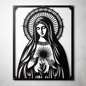 Haute qualité vierge marie métal mur Art sacré coeur de marie religieux décor à la maison Premium métal Arts produit - Product Image 1