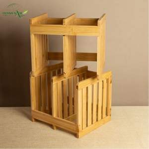 Étagère de rangement portable à 3 niveaux en bambou pressé, faite à la main, pour usage domestique, naturelle, durable et écologique - Product Image 6