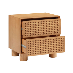 Modern Nightstand with 2 Drawers Made of Solid Teak Wood High Quality Natural Finish for Bedroom and Hotel Use - Product Image 4