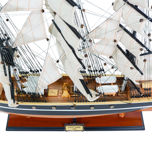T123C - Maquette de bateau en bois Cutty Sark, voiles courbées, peinte à la main, décoration antique, objet de collection pour table, décoration d'intérieur - Product Image 5