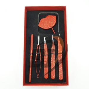 Pinzas de extensión de pestañas probadas a mano de acero inoxidable japonés sostenible con revestimiento de Color rojo/Espejo de Pestañas/tijera/pinzas Pou - Product Image 2