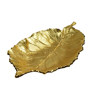Plateau décoratif en forme de feuille de couleur dorée, idéal pour la décoration de la maison et des hôtels, plateaux de service, design personnalisé disponible. - Product Image 4