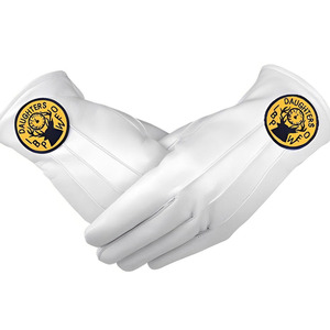 Nouveaux gants de cérémonie maçonniques en coton blanc, logo brodé personnalisé, confortables, unisexes, ajustables - Product Image 2