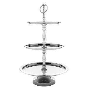 ที่วางเค้กสุดหรูถาดเสิร์ฟเค้ก3ชั้นของตกแต่งโต๊ะแต่งงานพร้อมที่จับพร้อมห่วงชุบนิกเกิล - Product Image 1