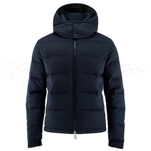 Chaqueta Acolchada con Capucha Azul Marino para Hombre, con Cierre de Cremallera, Cortavientos, Abrigo de Invierno, Estilo Casual, Relleno Grueso de Algodón, Ribete de Piel - Product Image 1