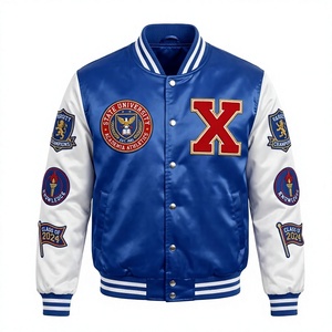 Chaquetas de Satén de Poliéster 100% de Primera Calidad con Logotipo Personalizado, Chaqueta Bomber de Béisbol, Chaqueta de Invierno para Hombre, Venta al Por Mayor, Personalizada, ODM - Product Image 1