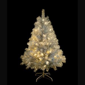 4FT Silver Pre-Lit <b>Artificial</b> Christmas <b>Tree</b> 400 Branch Tips 150 LED Lights Hinged Full <b>Tree</b> 11 Lighting Modes Includes Metal - Product Image 4