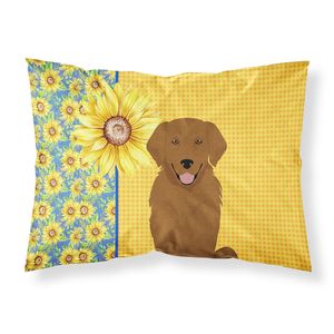Funda De Almohada decorativa con ilustraciones de girasoles de verano, funda de cojín ligera de caoba Golden Retriever estándar súper suave y fácil de cuidar - Product Image 1