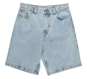 Jean en denim droit déchiré multi-poches baggy streetwear avec logo personnalisé pour homme, style jort empilé - Product Image 4
