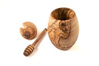 Pot à miel en bois d'acacia au design classique, capacité de 10 ml, chauffable, couvercle à rabat artisanal, logo personnalisé, couleur naturelle, multifonction