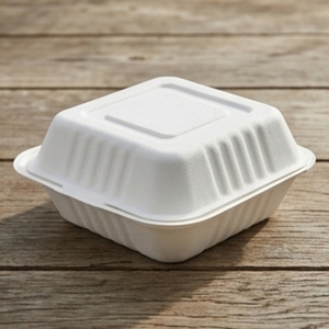 8 Inch Bagasse Clamshell Food <b>Container</b> Compostable Biodegradable Disposable Sugarcane Fiber <b>Takeaway</b> Box Home Use Restaurants - Product Image 2