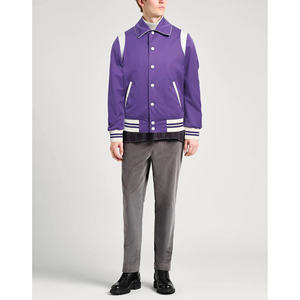 Col rabattable manches rétro toute la laine baseball collage vestes conception personnalisée chenille patchs varsity veste pour hommes - Product Image 2