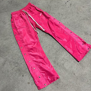 กางเกงขายาวไนลอนแบบมีกระดุมด้านข้างสำหรับผู้ชาย เอวยางยืด ทรงหลวม น้ำหนักเบา กันลม ฉีกขาดได้ สไตล์สตรีทแวร์ - Product Image 2