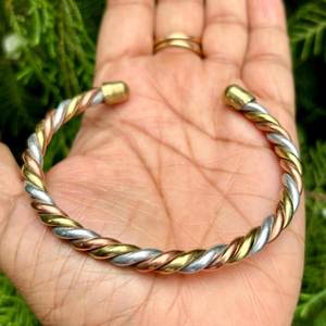 Twisted Cuff <b>Bracelet</b> Gold Plated <b>Copper</b> Alloy Unisex Classic Style Jewelry cooper brass silver mix <b>bracelet</b> healing therapy - Product Image 1