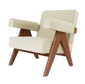 Modern Traditional Teak Wood Arm Convertible Foldable Foam Filled Fabric Square Arms Sectional <b>Sofa</b> for Living Room Workshop - Product Image 1