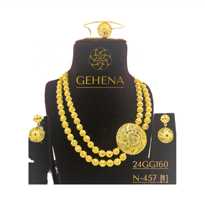 ชุดสร้อยคอโชกเกอร์สุดเซ็กซี่แบบสั้น5กรัมชุบทอง24K ต่างหูแหวนสำหรับงานแต่งงานใหม่สุดอินเทรนด์สำหรับผู้หญิง - Product Image 1