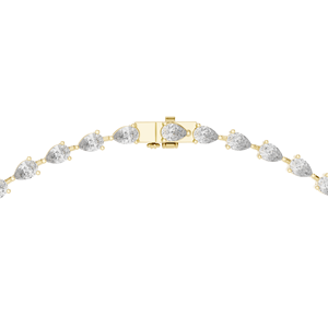 Collier en or jaune avec diamant de laboratoire taille poire en forme de Y |   Collier de tennis élégant pour femmes, bijoux de luxe - Product Image 4