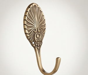 Antique Brass Wall <b>Hook</b> With Floral Design Antique Finish For Clothing Storage Vintage Style Home Decor - Product Image 1