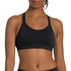 Soutien-gorge de sport turquoise côtelé à compression pour femme, idéal pour le yoga - Product Image 4