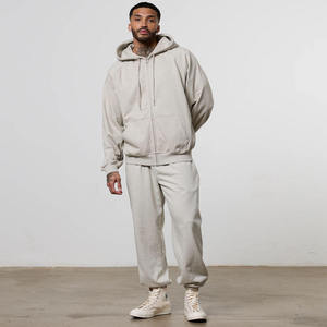 Nouveau design, ensemble de survêtement décontracté 2 pièces pour homme, coupe oversize et carrée, en coton épais, avec logo personnalisé et détails effet pierre, comprenant un sweat à capuche et un pantalon de jogging - Product Image 1