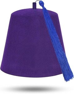 Chapeau Fez maçonnique uni - Laine violette avec diverses couleurs de pompons, type de tissu 100% laine, instructions d'entretien : Lavage à la main uniquement - Product Image 2