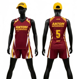 Ensemble d'uniformes de netball vert et orange personnalisés par sublimation avec casquette, maillot sans manches respirant et short pour femmes, vêtements de sport d'équipe - Product Image 5