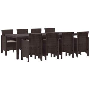 Juego de comedor de jardín de ratán marrón de 9 piezas, muebles de jardín Polytropic - Product Image 1
