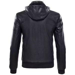 เสื้อแจ็คเก็ตหนัง PU ทรงสลิมฟิตสำหรับผู้ชาย ยี่ห้อ Econex Sports ป้องกันลม สไตล์ลำลอง แต่งหมุด ปกคอพับ ปิดด้วยซิป สีพื้น ทรงปกติ - Product Image 2