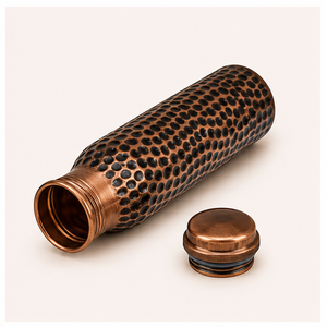Bouteille d'eau artisanale en cuivre pur, écologique, bienfaits ayurvédiques, gobelet martelé à la main, anti-fuite, pour la salle de sport - Product Image 6