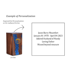 Urne funéraire élégante en bois avec design en résine bleue, urne artisanale pour cendres humaines ou d'animaux par AYAANS - Product Image 4
