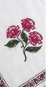Parure de draps de luxe légère en coton 100% imprimé pigmentaire motif floral corail, 200 fils/cm², durable |   Housse de coussin florale indienne Jaipuri | - Product Image 3