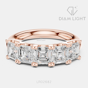 Bague de fiançailles en or blanc 14 carats avec diamant de laboratoire de 3,60 carats, coupe Asscher, bague de mariée, certifiée IGI, bijoux fins pour femmes - Product Image 5