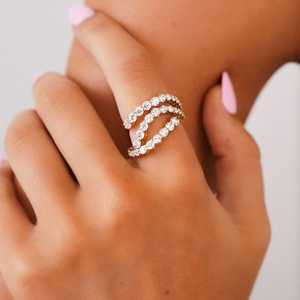 Bague Statement Diamant Tourbillon en Or Massif 14K 18K, Pavé de Diamants Ronds de Laboratoire, Bague Cocktail Unique de Créateur, Luxueuse, Cadeau pour Femme - Product Image 2